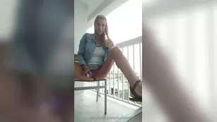HOLLYHOTWIFE Cumming on the balcony with мой princess plug in before I go out on the town. So public чат для бесплатное порно реальный секс