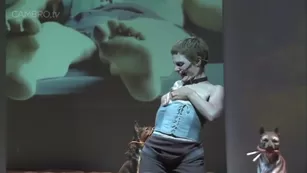 Valentina Barbarini tries to get at her nipple