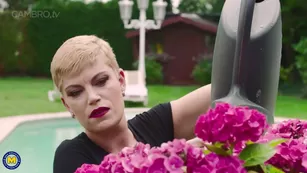 tall babe plays mature