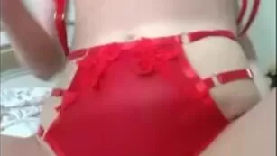 Oksanafedorova masturbating pussy through red panties - Chaturbate