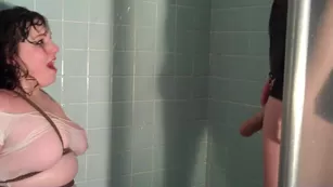 troublexxx tied up and pussy fucked in the shower BBW finger fucking porn free girls manyvids