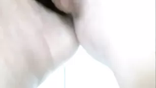Самка с большой попой лижет дилдо Clairebelle