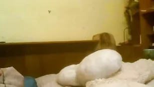 Порочная сучка ласкает бритую пизду в скайпе