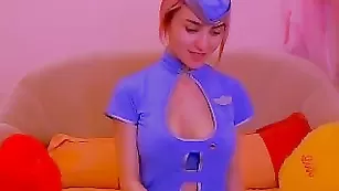 Роскошная стюардесса sexyfairy теребит сиськи