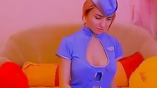 Роскошная стюардесса sexyfairy теребит сиськи