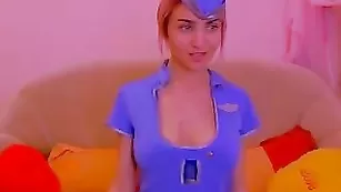 Роскошная стюардесса sexyfairy теребит сиськи