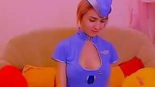 Роскошная стюардесса sexyfairy теребит сиськи