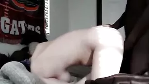 Межрасовый секс грудастой брюнеточки