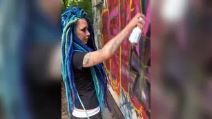 Blue dreads chick