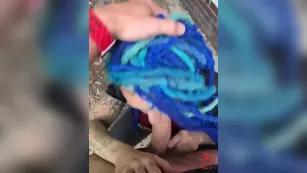 Blue dreads chick