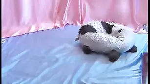 Худая шалава Kotja трахает анус фаллосом